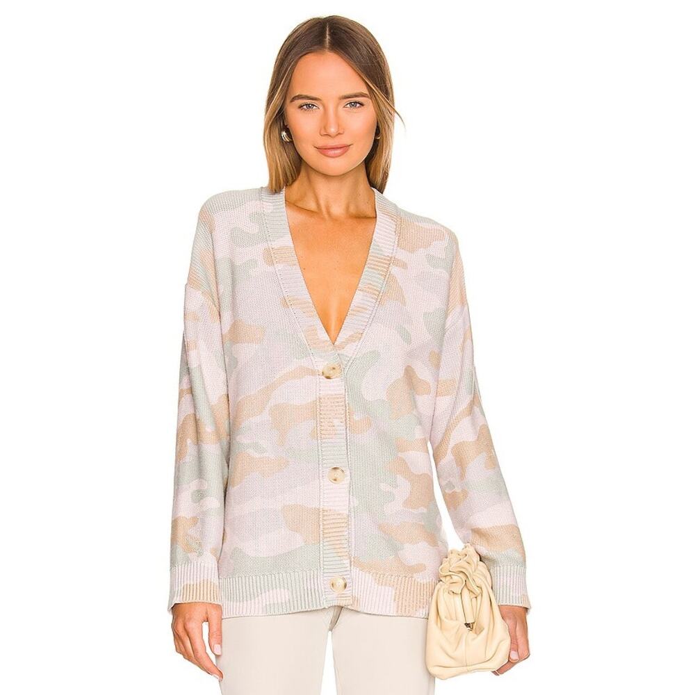 ATM Anthony Thomas Melillo Camo Print Cotton Cashmere Boyfriend‎ Cardigan Medium